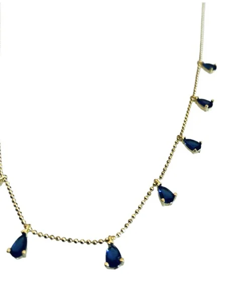 Γυναικείο κόσμημα κολιέ από ασήμι 925 επιχρυσωμένο με κρύσταλλα Τσεχίας σε μπλε Anemona