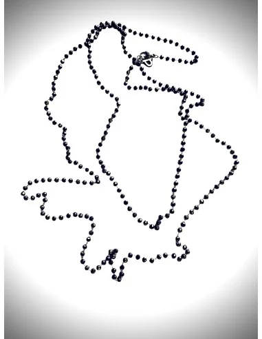 Χειροποίητο κόσμημα μακρύ ροζάριο από ατσάλι με κρύσταλλα σε καφέ γκρι απόχρωση