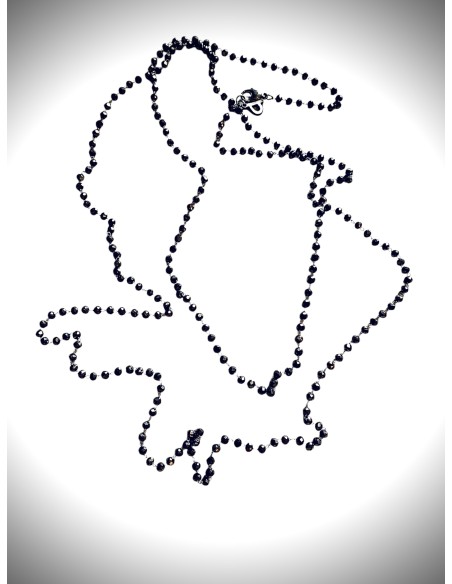 Χειροποίητο κόσμημα μακρύ ροζάριο από ατσάλι με κρύσταλλα σε καφέ γκρι απόχρωση