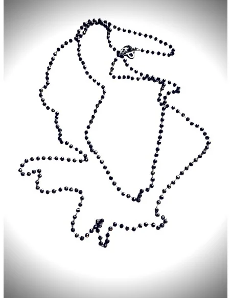 Χειροποίητο κόσμημα μακρύ ροζάριο από ατσάλι με κρύσταλλα σε καφέ γκρι απόχρωση