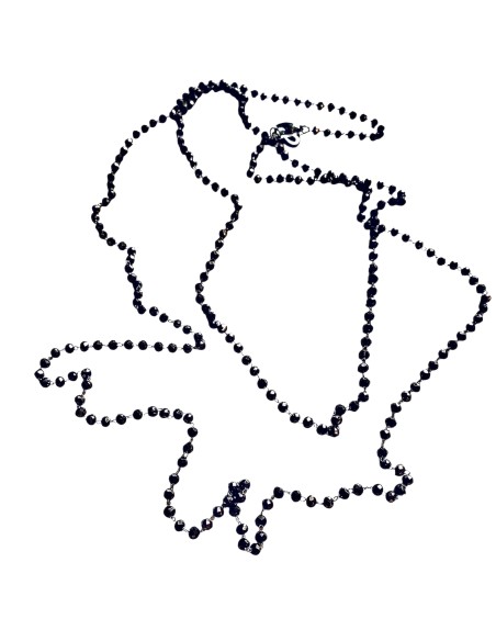 Χειροποίητο κόσμημα μακρύ ροζάριο από ατσάλι με κρύσταλλα σε καφέ γκρι απόχρωση