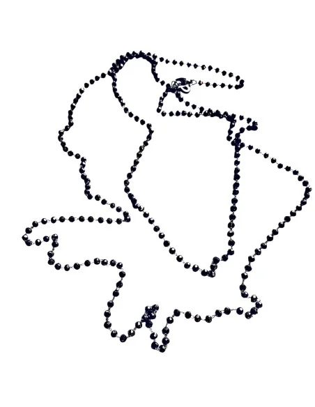 Χειροποίητο κόσμημα μακρύ ροζάριο από ατσάλι με κρύσταλλα σε καφέ γκρι απόχρωση