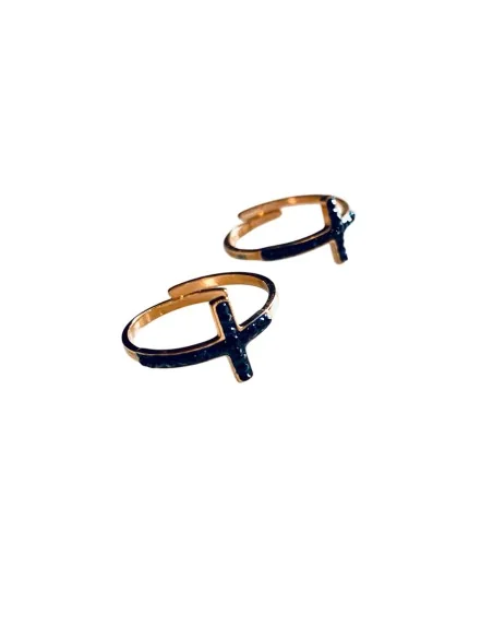 Διακριτικό κόσμημα δαχτυλίδι σεβαλιέ Σταυρός από ατσάλι με μπλε σκούρα κρύσταλλα Τσεχίας