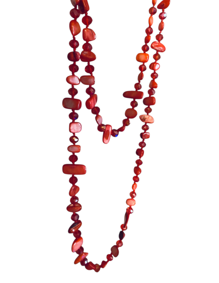 Χειροποίητο κολιέ με πέτρες Αχάτη και κρύσταλλα Τσεχίας σε 4 αποχρώσεις, κόκκινο, βεραμάν, μαύρο και λευκό Clara