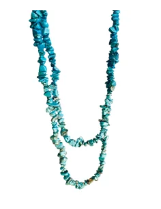 Χειροποίητο κόσμημα μακρύ κολιέ με ακανόνιστες πέτρες Χαολίτη σε τιρκουάζ βεραμάν Oceania