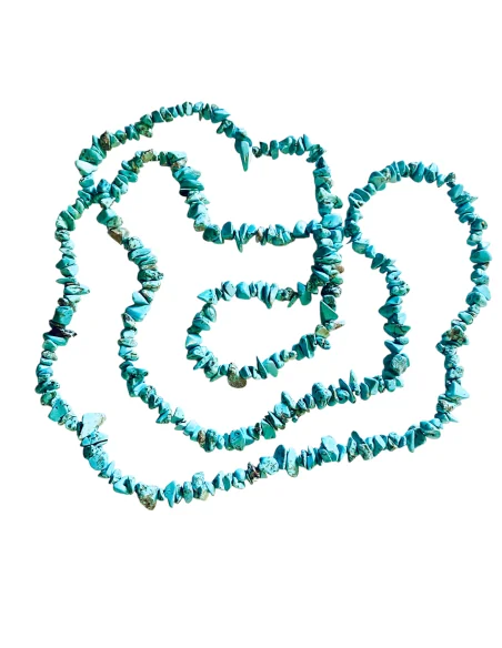 Χειροποίητο κόσμημα μακρύ κολιέ με ακανόνιστες πέτρες Χαολίτη σε τιρκουάζ βεραμάν Oceania