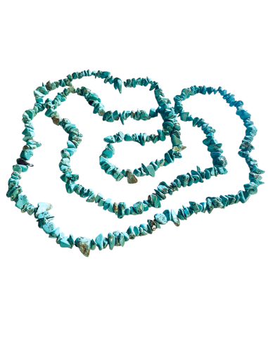 Χειροποίητο κόσμημα μακρύ κολιέ με ακανόνιστες πέτρες Χαολίτη σε τιρκουάζ βεραμάν Oceania