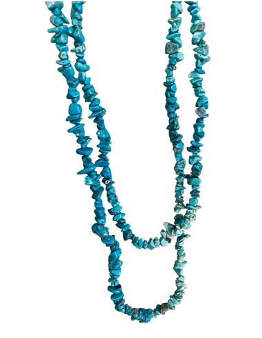 Χειροποίητο κόσμημα μακρύ κολιέ με ακανόνιστες πέτρες Χαολίτη σε τιρκουάζ βεραμάν Oceania