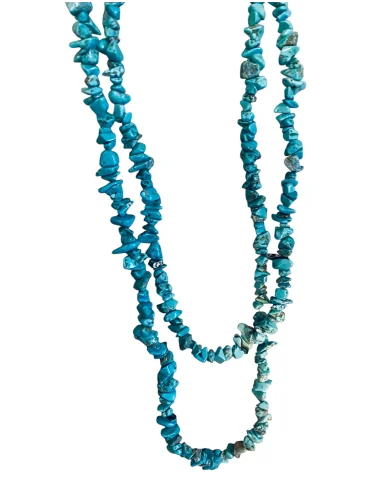 Χειροποίητο κόσμημα μακρύ κολιέ με ακανόνιστες πέτρες Χαολίτη σε τιρκουάζ βεραμάν Oceania