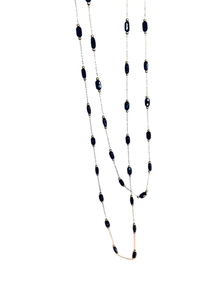 Χειροποίητο κόσμημα κολιέ χρυσή αλυσίδα από ατσάλι και οβάλ μαύρα κρύσταλλα Pythia Χειροποίητο κόσμημα κολιέ χρυσή αλυσίδα από ατσάλι και οβάλ μαύρα κρύσταλλα Pythia