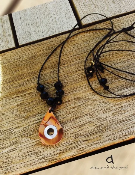 Κρεμαστό κόσμημα κολιέ μάτι τύπου φίλντισι με διακοσμητικά κρύσταλλα Κρεμαστό κόσμημα κολιέ μάτι τύπου φίλντισι με διακοσμητικά κρύσταλλα