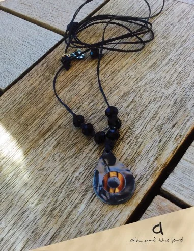 Κρεμαστό κόσμημα κολιέ μάτι τύπου φίλντισι με διακοσμητικά κρύσταλλα