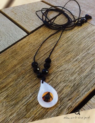 Κρεμαστό κόσμημα κολιέ μάτι τύπου φίλντισι με διακοσμητικά κρύσταλλα