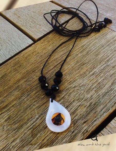 Κρεμαστό κόσμημα κολιέ μάτι τύπου φίλντισι με διακοσμητικά κρύσταλλα