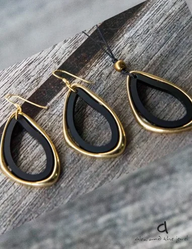 Κόσμημα σκουλαρίκια με επιχρυσωμένο ορείχαλκο σε χρυσό ή ροζ χρυσό σε λευκό ή μαύρο με γάντζους από ασήμι 925 Kira