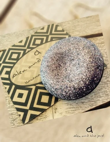 Κόσμημα σκουλαρίκια κυκλικά με ανάγλυφο glitter σε γκρι και μαύρο Button