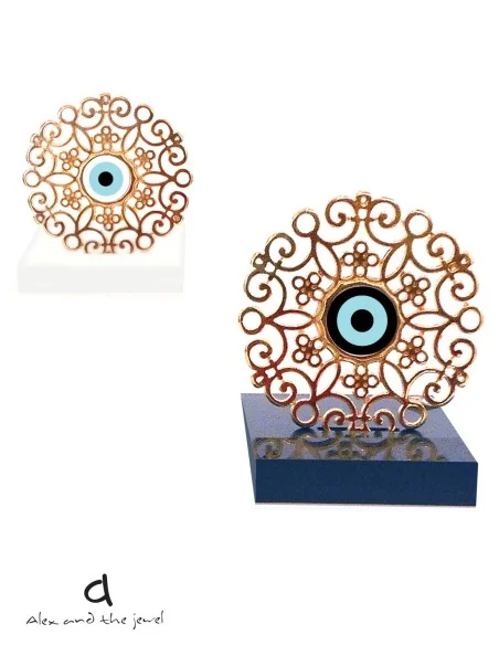 Διακοσμητικό χώρου από επιχρυσωμένο διάτρητο ορείχαλκο και κεντρικό μάτι σε ακρυλική βάση σε λευκό ή μαύρο Art Deco