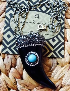 Χειροποίητο κόσμημα γυναικείο κολιέ δόντι με Χαολίτη Zambia 2