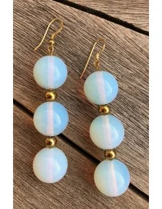 Κόσμημα σκουλαρίκια με ημιπολύτιμους λίθους Fεγγαρόπετρας και Aιματίτη σε ασημένιους επιχρυσωμένους γάντζους Moonkissed 2