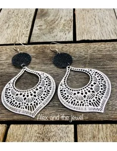 Κόσμημα ελαφριά σκουλαρίκια από επεξεργασμένο ορείχαλκο σε μαύρο και ασημί χρώμα Esmeralda 2