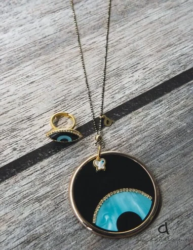 Χειροποίητο statement κόσμημα κολιέ μάτι "Sleepy Eye"