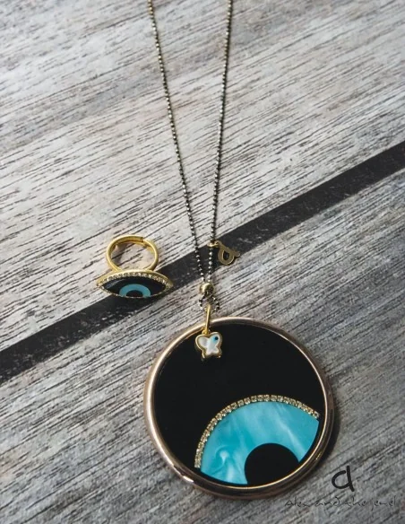 Χειροποίητο statement κόσμημα κολιέ μάτι "Sleepy Eye"