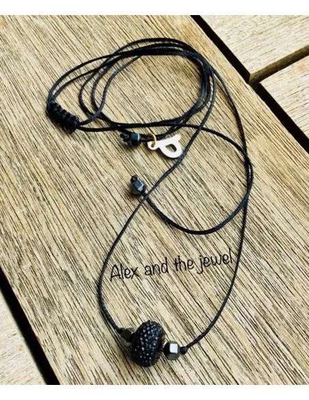 Χειροποίητο σετ από 2 κολιέ σε ασημί και μαύρο με ημιπολύτιμες πέτρες αιματίτη Intouchables