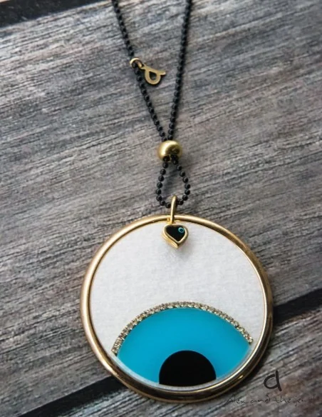 Χειροποίητο statement κόσμημα κολιέ μάτι "Sleepy Eye"