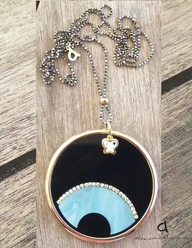Χειροποίητο statement κόσμημα κολιέ μάτι "Sleepy Eye"