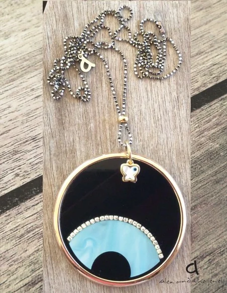 Χειροποίητο statement κόσμημα κολιέ μάτι "Sleepy Eye"