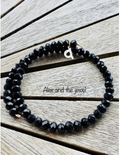 Χειροποίητο βραχιόλι με μαύρα κρύσταλλα και αυξομείωση Darkness