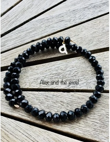 Χειροποίητο βραχιόλι με μαύρα κρύσταλλα και αυξομείωση Darkness