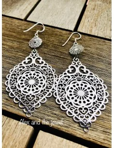 Κόσμημα σκουλαρίκια φιλιγκρί με διάτρητο σχέδιο σε όψη κεντήματος, ιδιαίτερα ελαφριά Indira 2