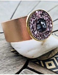 Χειροποίητο γυναικείο δερμάτινο βραχιόλι με στοιχείο μάτι... 2