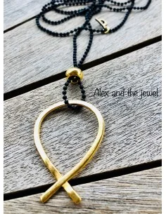 Χειροποίητο κόσμημα κολιέ με κρεμαστό επίχρυσο ψαράκι Fishy 2