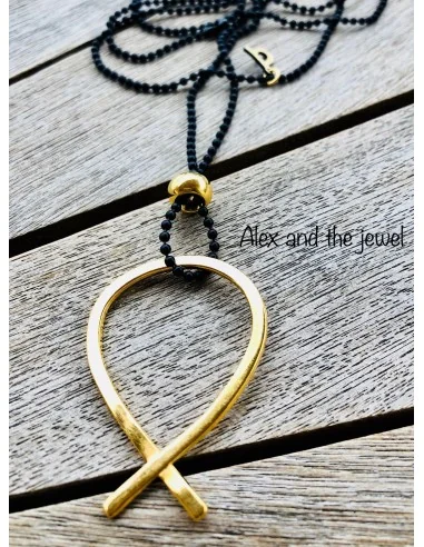 Χειροποίητο κόσμημα κολιέ με κρεμαστό επίχρυσο ψαράκι Fishy