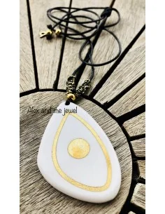 Χειροποίητο κόσμημα κρεμαστό μάτι σε λευκό και χρυσό σε...