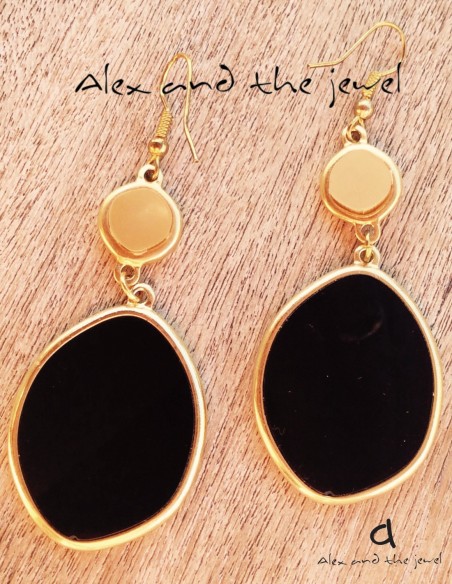 Κόσμημα σκουλαρίκια με ασύμμετρα στρογγυλά πλακέ frames σε 3 αποχρώσεις και γάντζους από ασήμι 925 επιχρυσωμένο Chorus