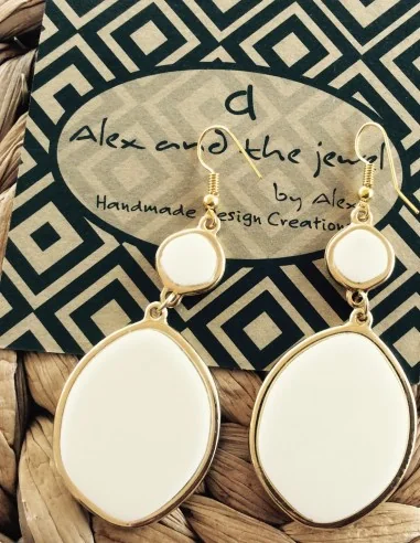 Κόσμημα σκουλαρίκια με ασύμμετρα στρογγυλά πλακέ frames σε 3 αποχρώσεις και γάντζους από ασήμι 925 επιχρυσωμένο Chorus