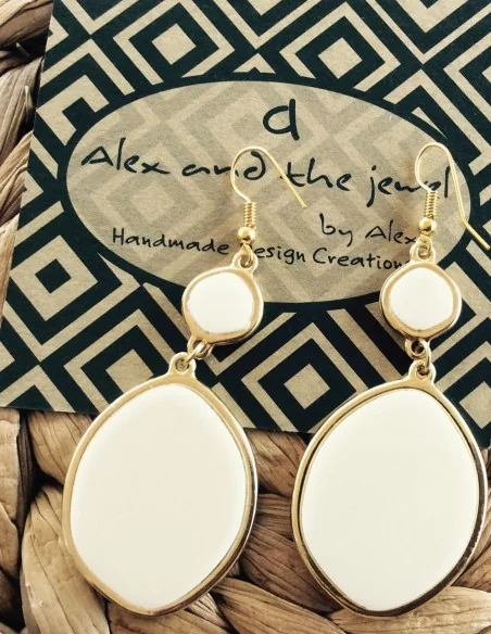 Κόσμημα σκουλαρίκια με ασύμμετρα στρογγυλά πλακέ frames σε 3 αποχρώσεις και γάντζους από ασήμι 925 επιχρυσωμένο Chorus