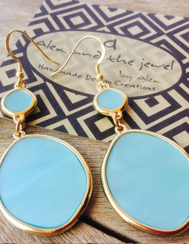 Κόσμημα σκουλαρίκια με ασύμμετρα στρογγυλά πλακέ frames σε 3 αποχρώσεις και γάντζους από ασήμι 925 επιχρυσωμένο Chorus