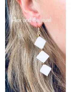 Κόσμημα σκουλαρίκια από πέτρες Φίλντισι σε ρόμβο και πέτρες Αιματίτη Arianne 2