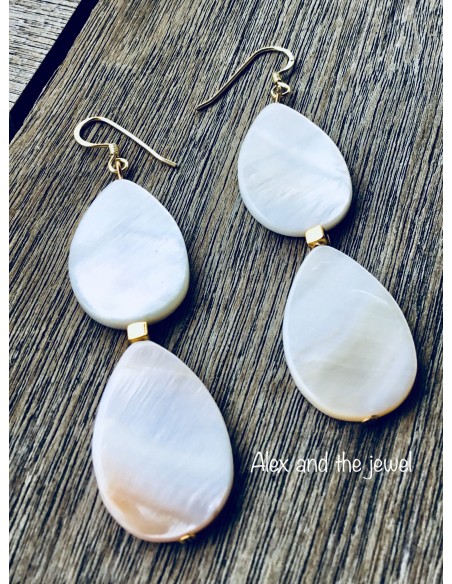 Κόσμημα σκουλαρίκια από φίλντισι σε λευκό και επίχρυσο κύβο Jasmine