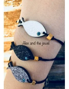 Χειροποίητο κόσμημα βραχιόλι ψαράκι σε 3 αποχρώσεις με επίχρυσους διακοσμητικούς κύβους και αυξομείωση Poisson