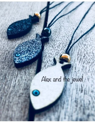 Χειροποίητο κολιέ κρεμαστό κόσμημα ψαράκι Poisson