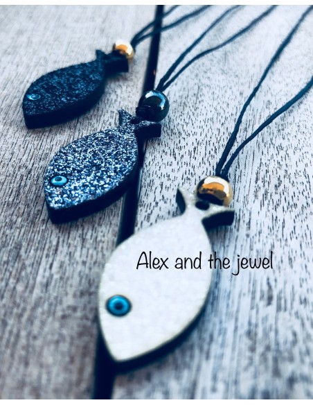 Χειροποίητο κολιέ κρεμαστό κόσμημα ψαράκι Poisson