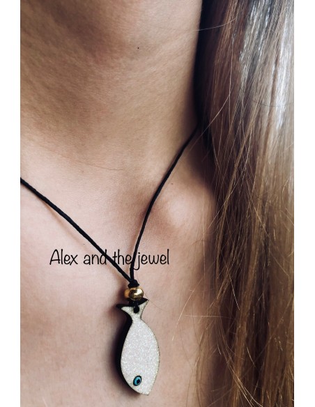 Χειροποίητο κολιέ κρεμαστό κόσμημα ψαράκι Poisson