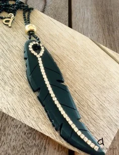 Χειροποίητο γυναικείο κολιέ σε σχέδιο φύλλου με στρας Leave 2