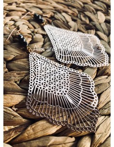 Κόσμημα σκουλαρίκια φιλιγκρί σε ροζ χρυσό και ημιπολύτιμες πέτρες Aιματίτη  Silia 2