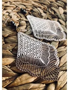 Κόσμημα σκουλαρίκια φιλιγκρί σε ροζ χρυσό και ημιπολύτιμες πέτρες Aιματίτη Silia 2